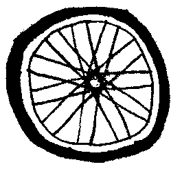Black and white image of a wheel